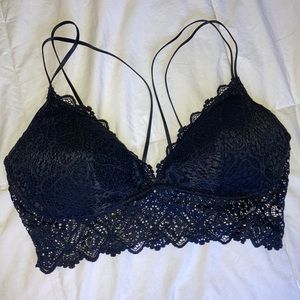 A lightly lined bralette with lace and straps